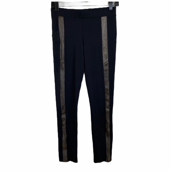 David Lerner Pants - David Lerner black leather front panel leggings